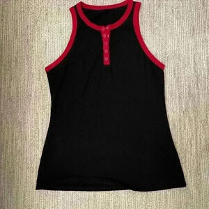 Large (fits best as a M) black and red ribbed tank